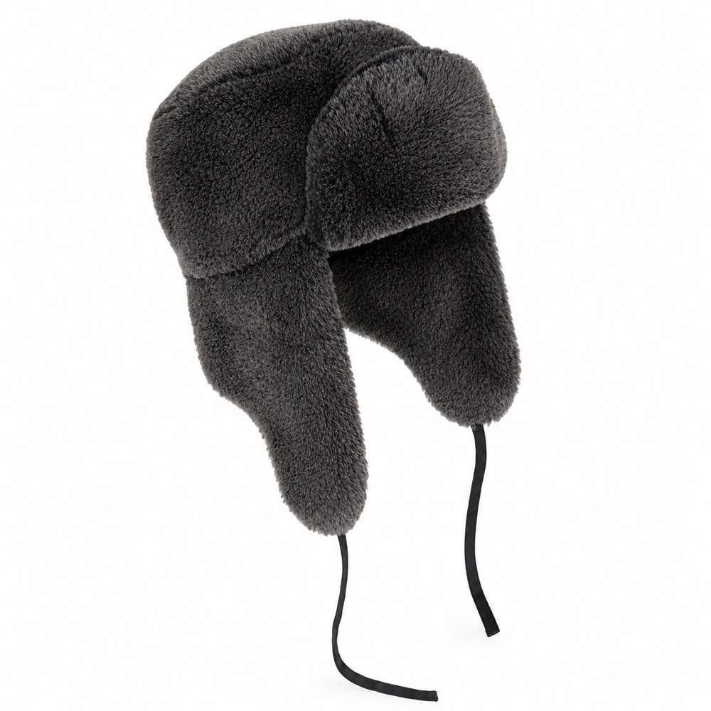Ganka Trapper Hat Heatlocker Insulated Faux Fur Ushanka Charcoal Gray Cozy Warm